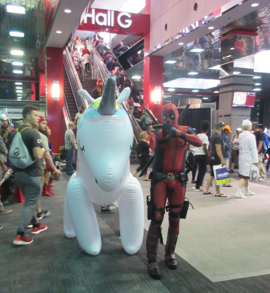 Deadpool and inflatable unicorn!